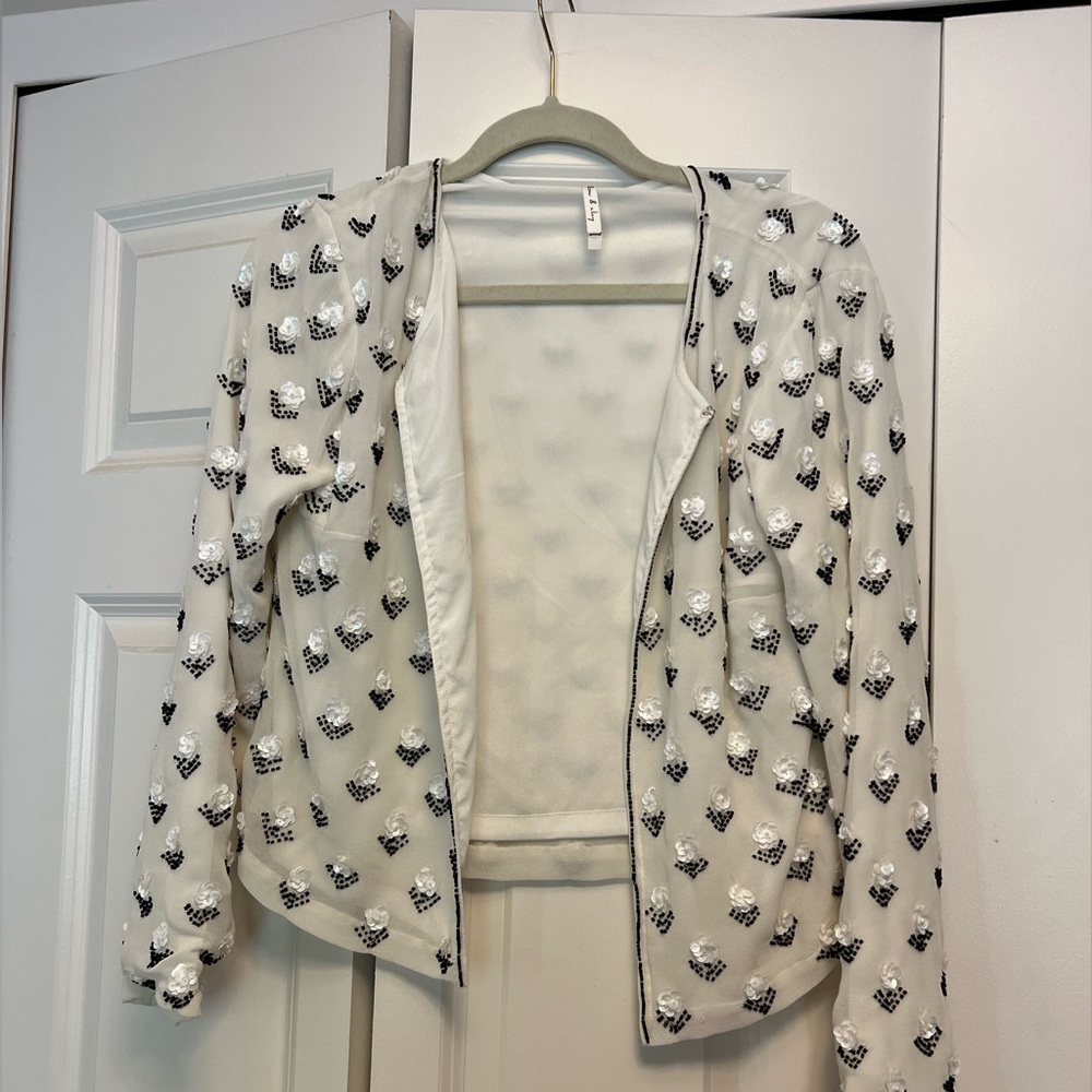 White 3D Sequin Soft Jacket
